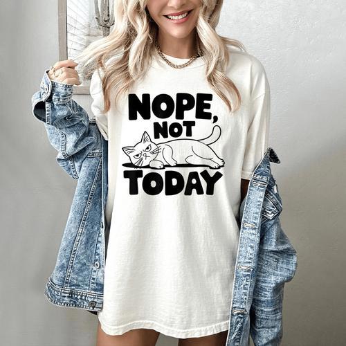 Nope Not Today Antisocial Introvert Cat Lover Men Women Kids Women's Comfort Colors T-Shirt - Raresse