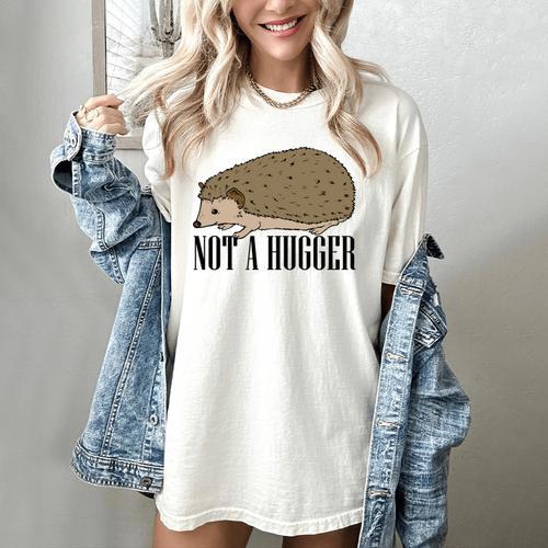 Not A Hugger Hedgehog Introvert Sarcasm Antisocial Women's Comfort Colors T-Shirt - Raresse