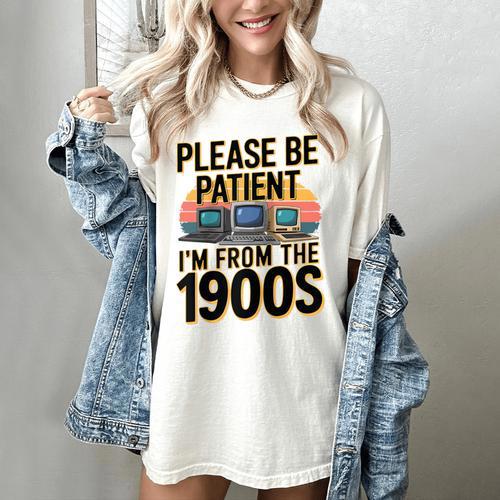 Please Be Patient I'm From The 1900s Retro Computer Raglan Baseball Tee Women's Comfort Colors T-Shirt - Figerry