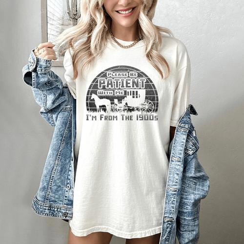 Please Be Patient With Me I'm From The 1900s Vintage Retro Raglan Baseball Tee Women's Comfort Colors T-Shirt - Figerry