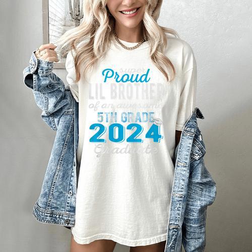 Proud Little Brother Of 5th Grade Graduate 2024 Graduation Premium Women's Comfort Colors T-Shirt - Best Gift Smart