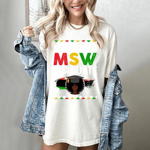 Queen MSW Social Work Grads Masters Graduation Women's Comfort Colors T-Shirt - Best Gift Smart