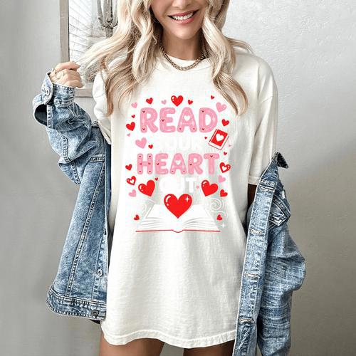 Read Your Heart Out Valentine Reading Book Lover Teacher Premium Tri-Blend Women's Comfort Colors T-Shirt - Bookorys DE