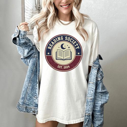 Reading Society Est 2024 Vintage Book Club Women's Comfort Colors T-Shirt - Bookorys AU