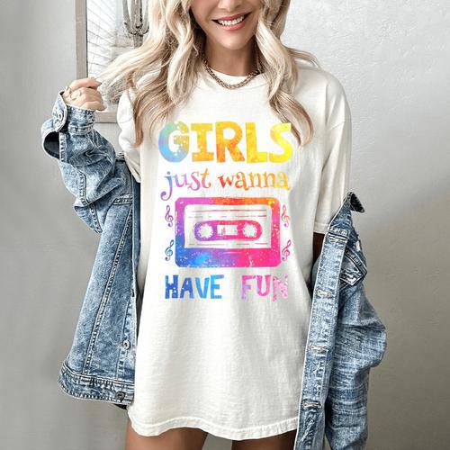 Retro Girls Just Wanna Have Fun Nostalgia 1980s 80's Premium Tri-Blend Women's Comfort Colors T-Shirt - Figerry