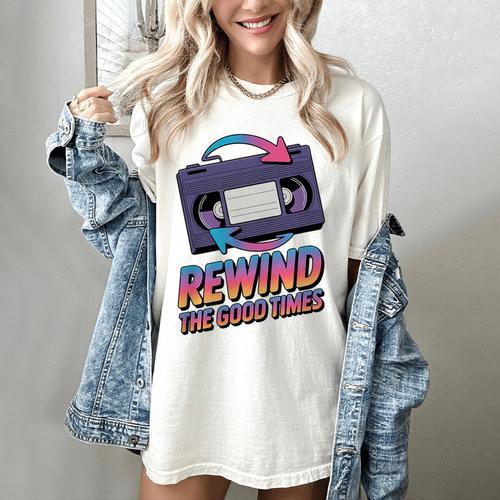 Rewind Good Times Retro VHS Tape Nostalgia 80s 90s Premium Tri-Blend Women's Comfort Colors T-Shirt - Figerry