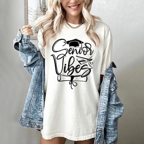 That Says Senior Vibes Graduation Diploma School Spirit Women's Comfort Colors T-Shirt - Best Gift Smart
