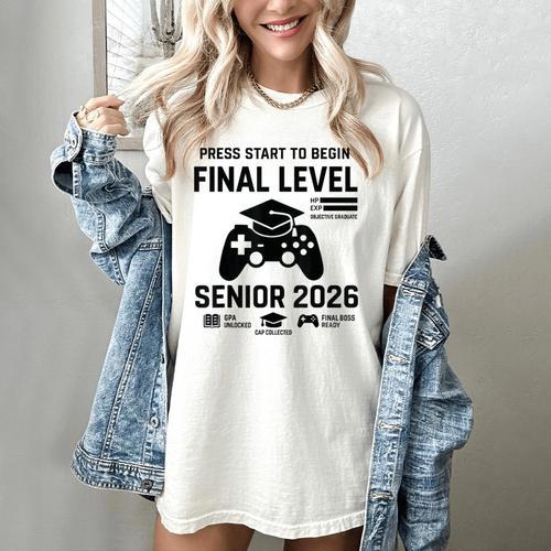Senior 2026 Final Level Gamer Graduation 2026 Women's Comfort Colors T-Shirt - Best Gift Smart