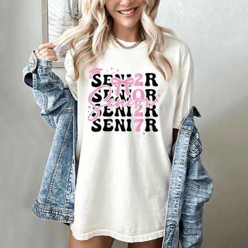 Senior 2027 Class Of 2027 Coquette Pink Bow Graduation 2027 Women's Comfort Colors T-Shirt - Best Gift Smart