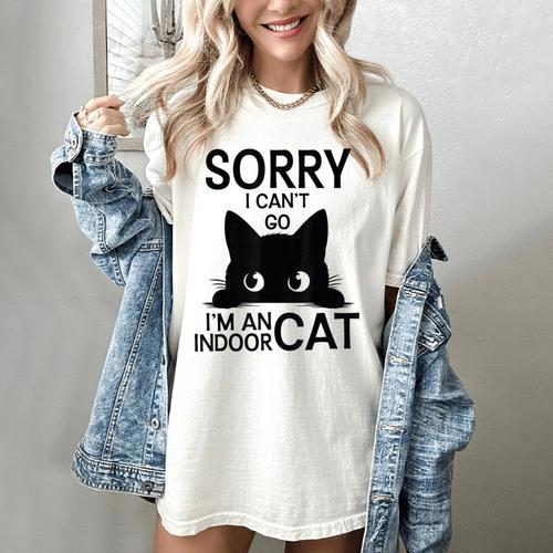 Sorry I Can't Go I'm An Indoor Cat Introvert Cats Women's Comfort Colors T-Shirt - Raresse