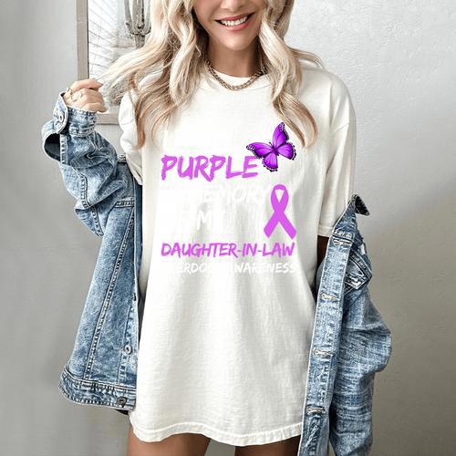 I Wear Purple In Memory Of My Daughter-In-Law Overdose Women's Comfort Colors T-Shirt - Easessy