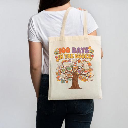 100 Days Of School 100 Days In The Books Librarian Read Canvas Tote Bag - Bookorys