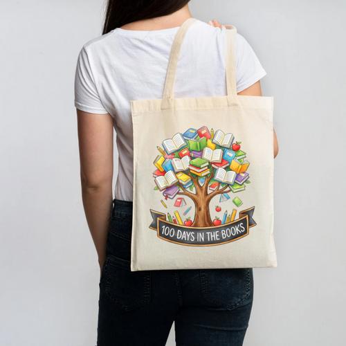 100 Days Of School In The Books Librarian Reading Teacher Canvas Tote Bag - Bookorys