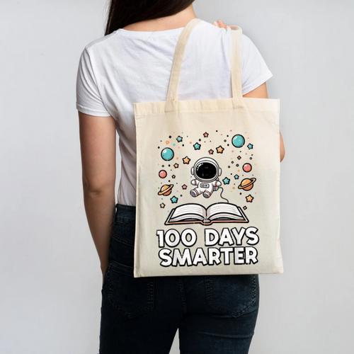 100 Days Smarter Astronaut Book 100th Day Girls Kids Women Canvas Tote Bag - Bookorys