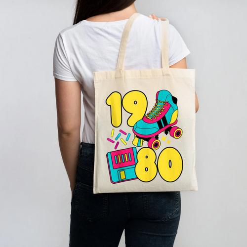 1980 Retro Raised In The 80s Old School Nostalgia Vibes Canvas Tote Bag - Figerry