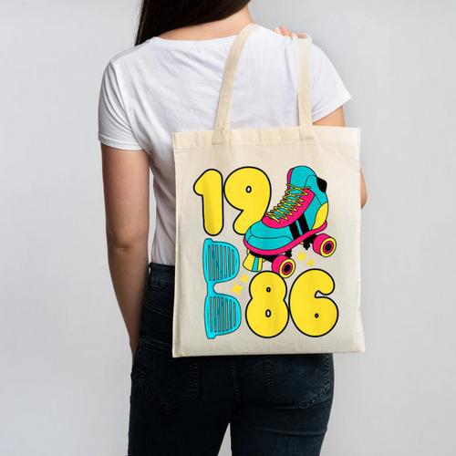 1986 Retro Raised In The 80s Old School Nostalgia Vibes Canvas Tote Bag - Figerry