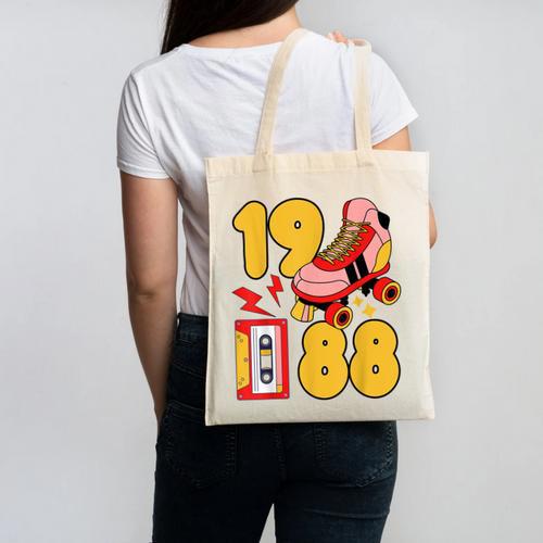 1988 Retro Raised On 80s Music Old School Nostalgia Punk Canvas Tote Bag - Figerry