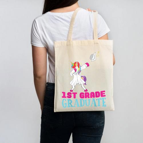 1st Grade Graduation Dabbing Unicorn Lover T-Shirt Kids Canvas Tote Bag - Best Gift Smart