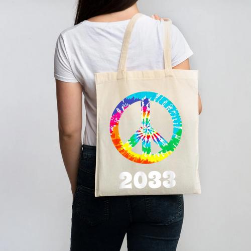 2033 Graduation Class Year Tie Dye Peace Sign Canvas Tote Bag - Best Gift Smart