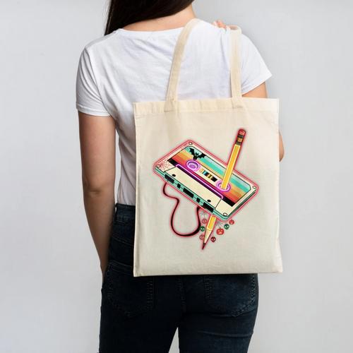 80s 90s Retro Halloween's Party Costume Nostalgia Cassette Canvas Tote Bag - Figerry