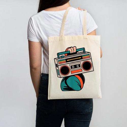 80s 90s Retro Party Costume Nostalgia Boombox Music Hip Hop Canvas Tote Bag - Figerry