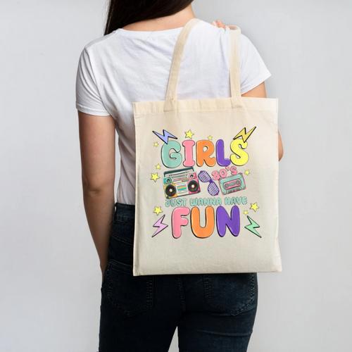 80's Girls Just Wanna Have Fun Nostalgia 1980s Canvas Tote Bag - Figerry
