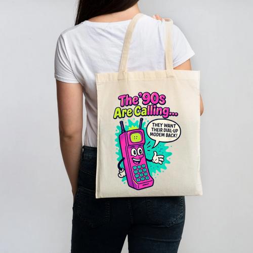 The 90s Are Calling Retro 90s Kid Nostalgia Gag Meme Canvas Tote Bag - Figerry