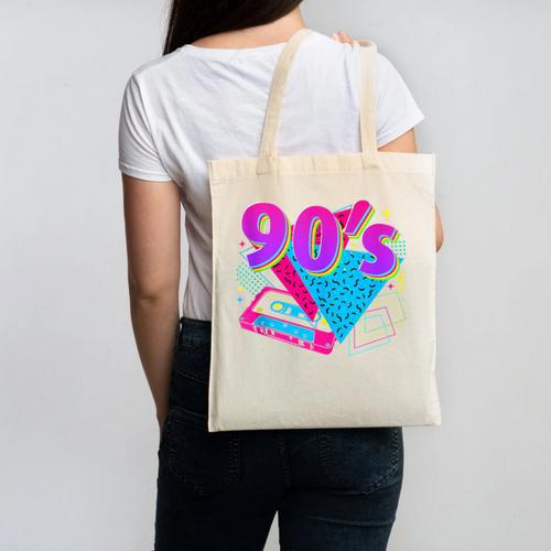 90's Vibe Retro Style Cassette Tape Nostalgia 1990s Party Canvas Tote Bag - Figerry