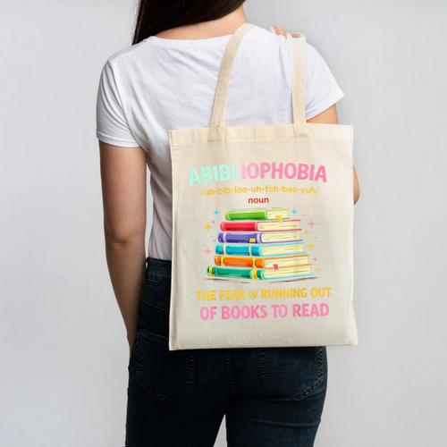 Abibliophobia Book Lovers Graphic Canvas Tote Bag - Bookorys