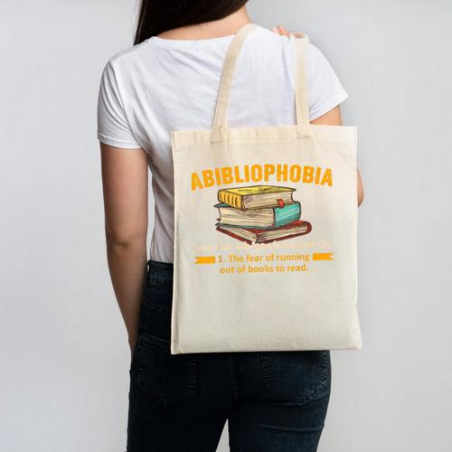 Abibliophobia Perfect For Young Book Lover Bookworm Reader Canvas Tote Bag - Bookorys