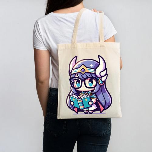 Adorable Book Lover Valkyrie With Reading Glasses Cute Canvas Tote Bag - Bookorys