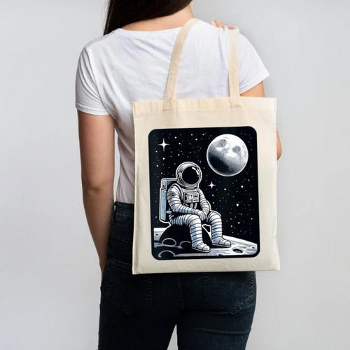 Aesthetic Spaceman Astronaut On The Moon Space Introvert Canvas Tote Bag - Raresse