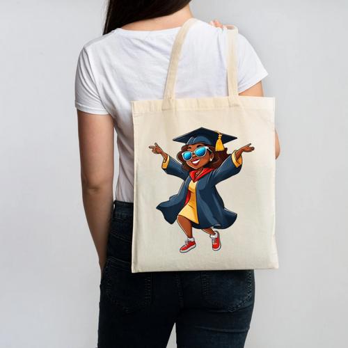African American Woman Girl Graduation Class Canvas Tote Bag - Best Gift Smart