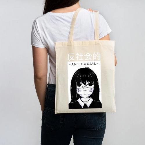 Anime Antisocial Introvert I Hate People Anti Social EMD Canvas Tote Bag - Raresse