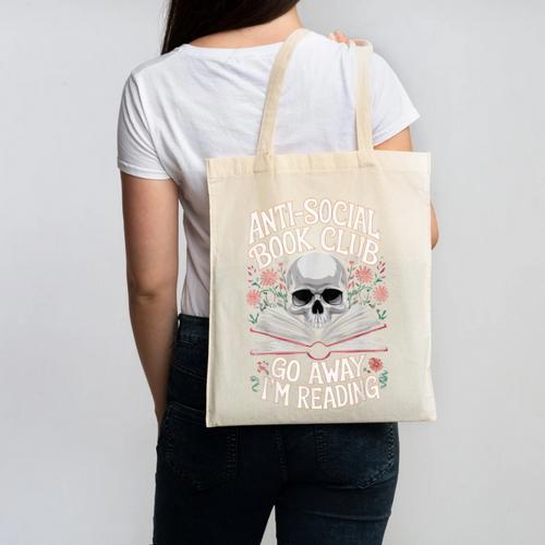 Anti-Social Book Club Go Away Im Reading Canvas Tote Bag - Bookorys