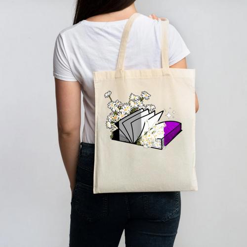 Asexual Book Lover LGBT Reading Pride Ace Flag Daisy Canvas Tote Bag - Bookorys UK