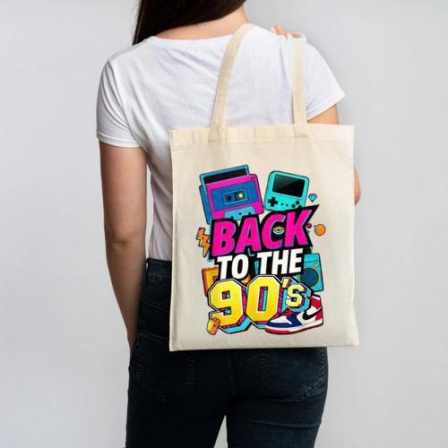 Back To The 90s Nostalgia Cassette Game Console Boombox Canvas Tote Bag - Figerry