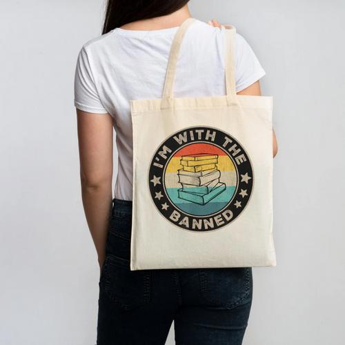 Im With The Banned Book Readers Retro Librarians Teachers Canvas Tote Bag - Bookorys DE