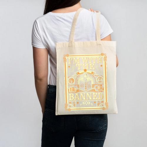 Banned Books Librarian Book Readers I m With The Banned Canvas Tote Bag - Bookorys DE