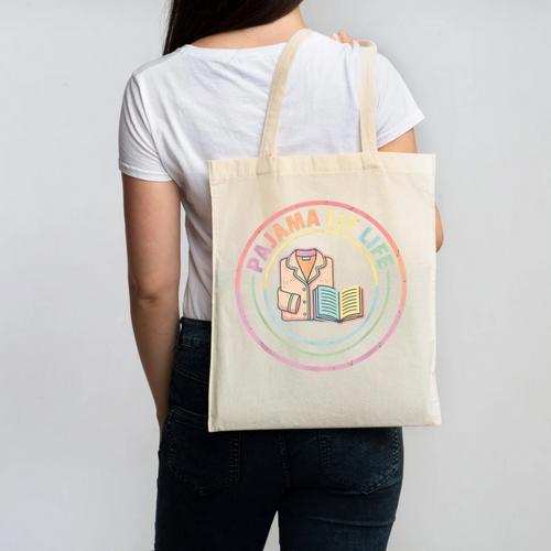 Bedtime Book Lover Reading Pajamas Canvas Tote Bag - Bookorys DE