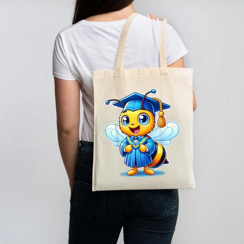 Bee Graduation Cute Kindergarten Elementary High School Canvas Tote Bag - Best Gift Smart
