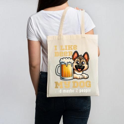 I Like Beer My Dog And Maybe 2 People Introvert Pun Canvas Tote Bag - Raresse