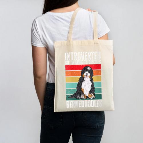 Bernedoodle Dog Introvert Bernedoodle Canvas Tote Bag - Raresse