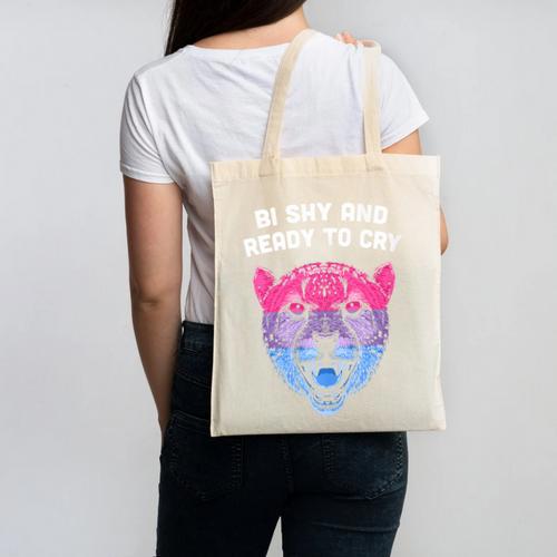 Bi Shy And Ready To Cry Bisexual Introvert Bi Pride Canvas Tote Bag - Raresse