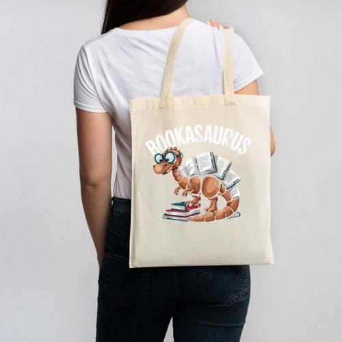 Book Dinosaur T-Rex Bookworm Dino Book Reading Canvas Tote Bag - Bookorys DE