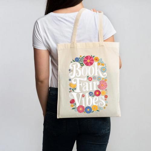 Book Fair Vibes Groovy 70s Retro School Librarian Canvas Tote Bag - Bookorys DE