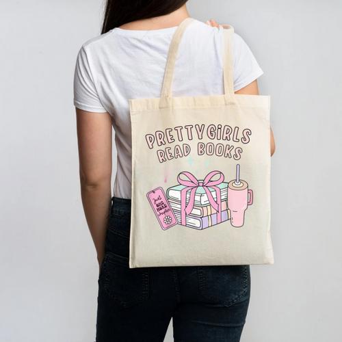Book Lover's Pretty Girl's Read Books Canvas Tote Bag - Bookorys