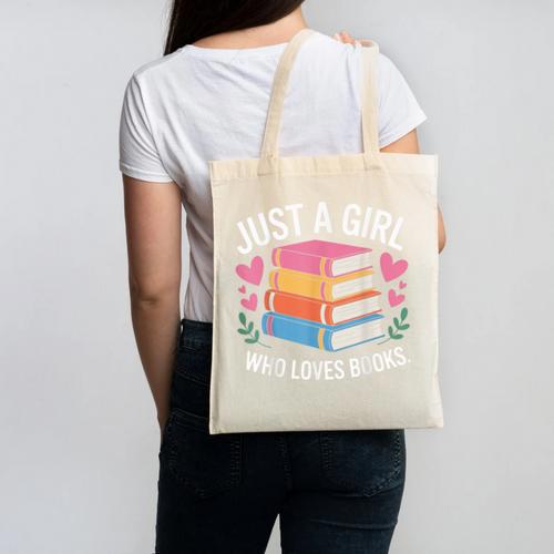 Book Nerd Just A Girl Who Loves Books Literary Enthusiast Canvas Tote Bag - Bookorys