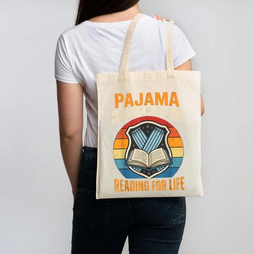 Book And Pajamas Reading Bedtime Canvas Tote Bag - Bookorys