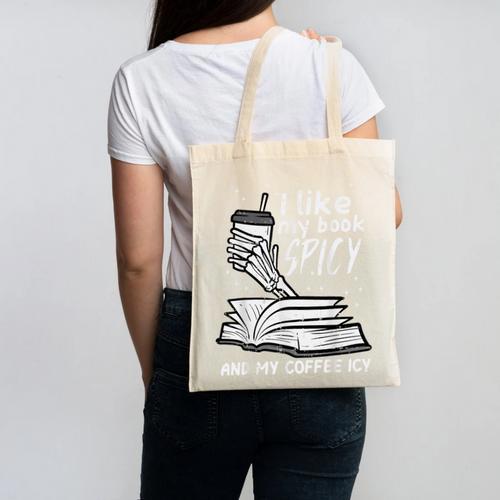 I Like My Book Spicy Read Reading Librarian Men Women Kids Canvas Tote Bag - Bookorys DE